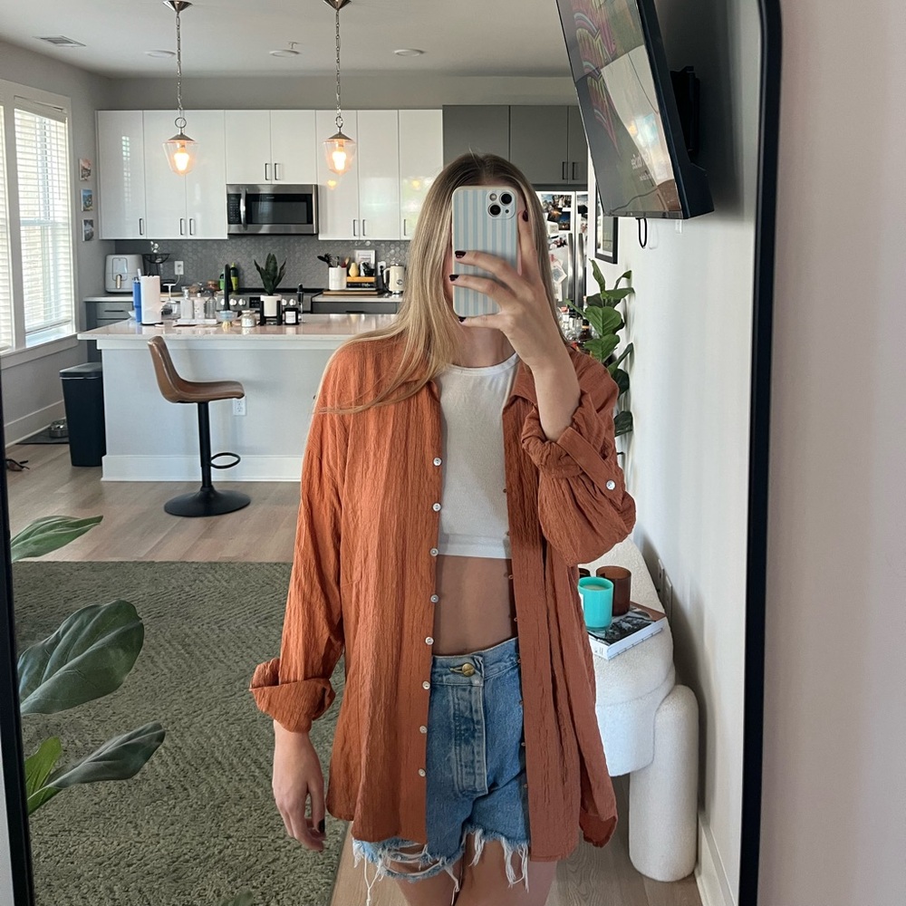 Jane Delancey Burnt Orange Button Down Shirt